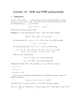Lecture 15 SOS and PSD polynomials