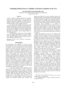 Modelling Political Source Credibility of Election Candidates in the