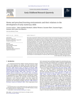 Early Childhood Research Quarterly Home and preschool learning