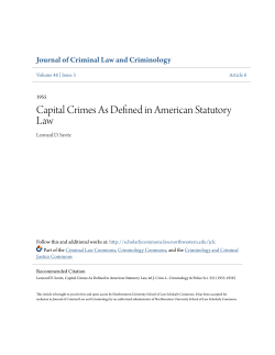 Capital Crimes As Defined in American Statutory Law