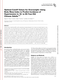 Optimal Cutoff Values for Overweight: Using Body Mass Index to