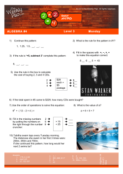 ALGEBRA #4 Level 3 Monday