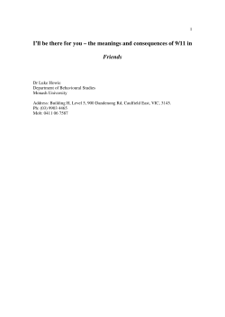I`ll be there for you – the meanings and consequences of 9