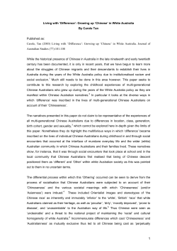 Living with `Difference`: Growing up `Chinese` in White Australia By