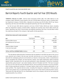 2013 Fourth Quarter and Year End Report