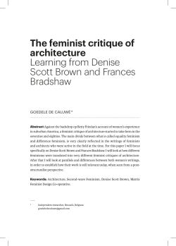 The feminist critique of architecture Learning from Denise Scott