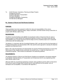 Engineer of Record and Field Review Guidelines