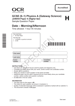 Physics - Higher tier - Paper 4 - Sample assessment material