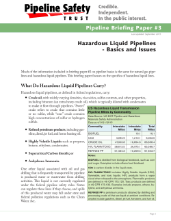 Hazardous Liquid Pipelines - Basics and Issues