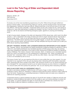 Lost in the Tule Fog of Elder and Dependent Adult Abuse