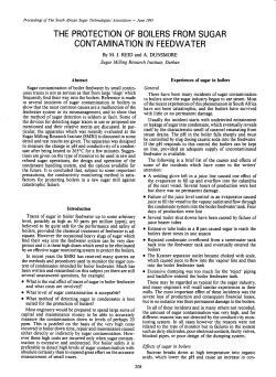 THE PROTECTION OF BOILERS FROM SUGAR CONTAMINATION