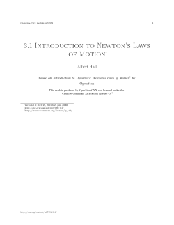 3.1 Introduction to Newton`s Laws of Motion