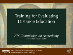 Evaluating Distance Education - The Association of Theological