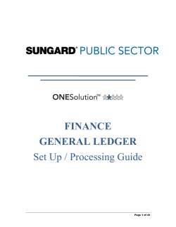 FINANCE GENERAL LEDGER Set Up / Processing Guide
