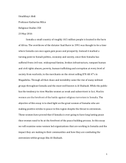 Somali Women: Gatekeepers to Peace in Somalia