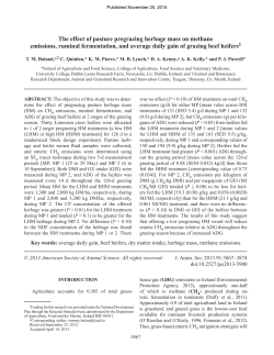 The effect of pasture pregrazing herbage mass on methane