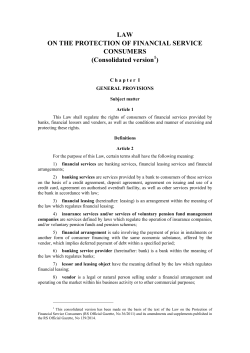 Law on the Protection of Financial Service Consumers