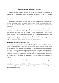 Thermodynamics of Polymer Solutions