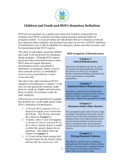 HUD`s Homeless Definition as it Relates to