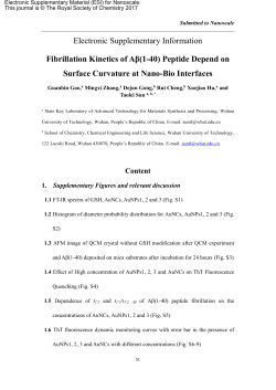Electronic Supplementary Information Fibrillation Kinetics of A&beta;(1