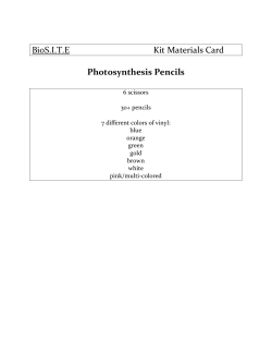 Photosynthesis Pencils Materials and Activity Instructions