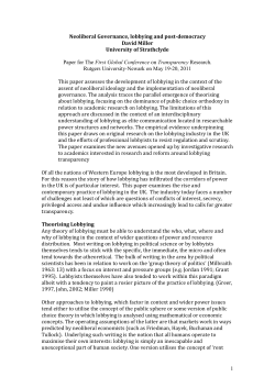 1 Neoliberal Governance, lobbying and post