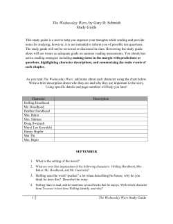 The Wednesday Wars, by Gary D. Schmidt Study Guide