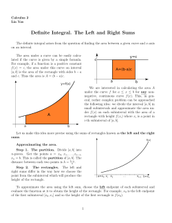 Definite Integral. The Left and Right Sums