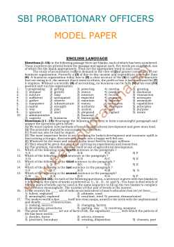 SBI PO`s Model Paper with Key