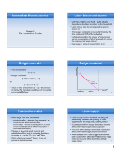Intermediate Microeconomics Labor, leisure and