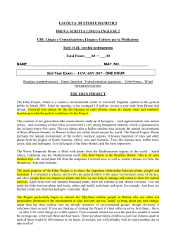 FACOLTA` DI STUDI UMANISTICI PROVA SCRITTA