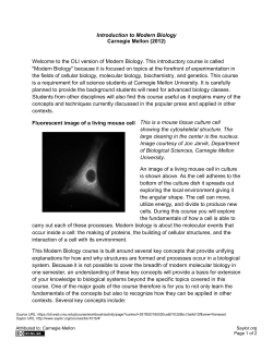 Introduction to Modern Biology Carnegie Mellon (2012