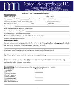 1 Initial History Form &ndash; Adult and Geriatric Patients General