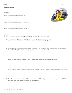 Name Per Speed Problems Identify: Three different units that