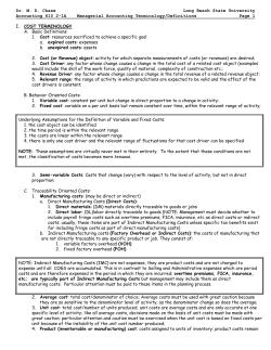 Cost Accounting Terminology
