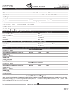New Patient Form - Orthopedic Specialties of Spartanburg