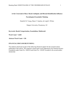 Running Head: ESSENTIALISM AT THE CROSSROADS OF RACE