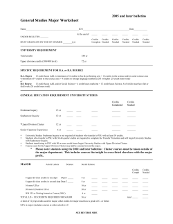 General Studies Major Worksheet