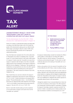 understatement penalty - Cliffe Dekker Hofmeyr