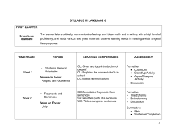 SYLLABUS IN LANGUAGE 6 FIRST QUARTER Grade Level