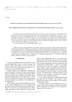influence of metallic die temperature