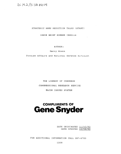 IB82114: Strategic Arms Reduction Talks (START)