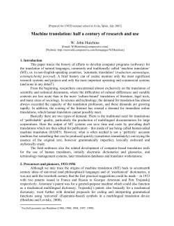 Machine translation: half a century of research and