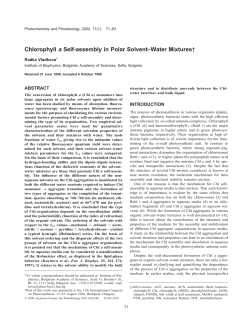 Chlorophyll a Self-assembly in Polar Solvent&ndash;Water Mixtures&dagger;