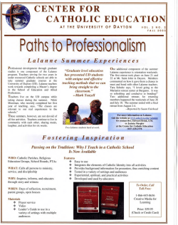 Center for Catholic Education Newsletter, Fall 2003