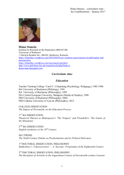 Diana Stanciu Curriculum vitae Education