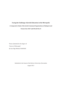 Facing the Challenge of Jewish Education in the Metropolis