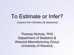 To Estimate or Infer? - University of Warwick