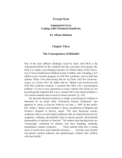 Excerpt from Amputated Lives - The Chemical Sensitivity Foundation