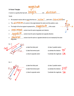 5.4 Vector Triangles A vector is a quantity that has both and . Vocab